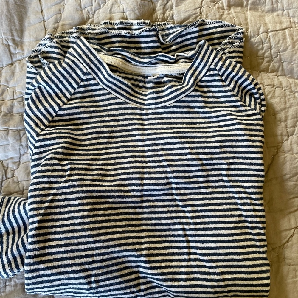 Jungmaven Navy Stripe Raglan 3/4 Sleeve - Unisex - New Blue Stripe / medium